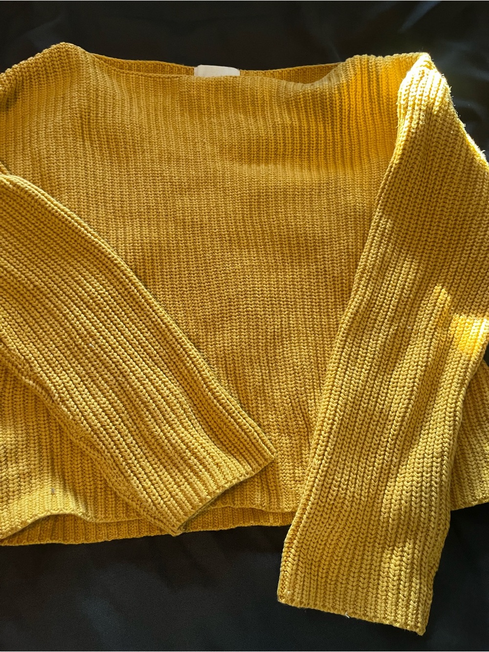 H&M Golden Yellow Ribbed Scoop-Neck Sweater